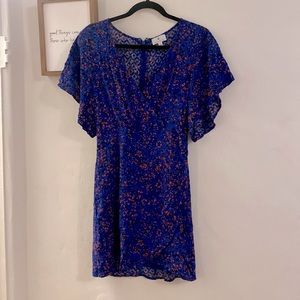 Socialite mini royal blue v-neck dress